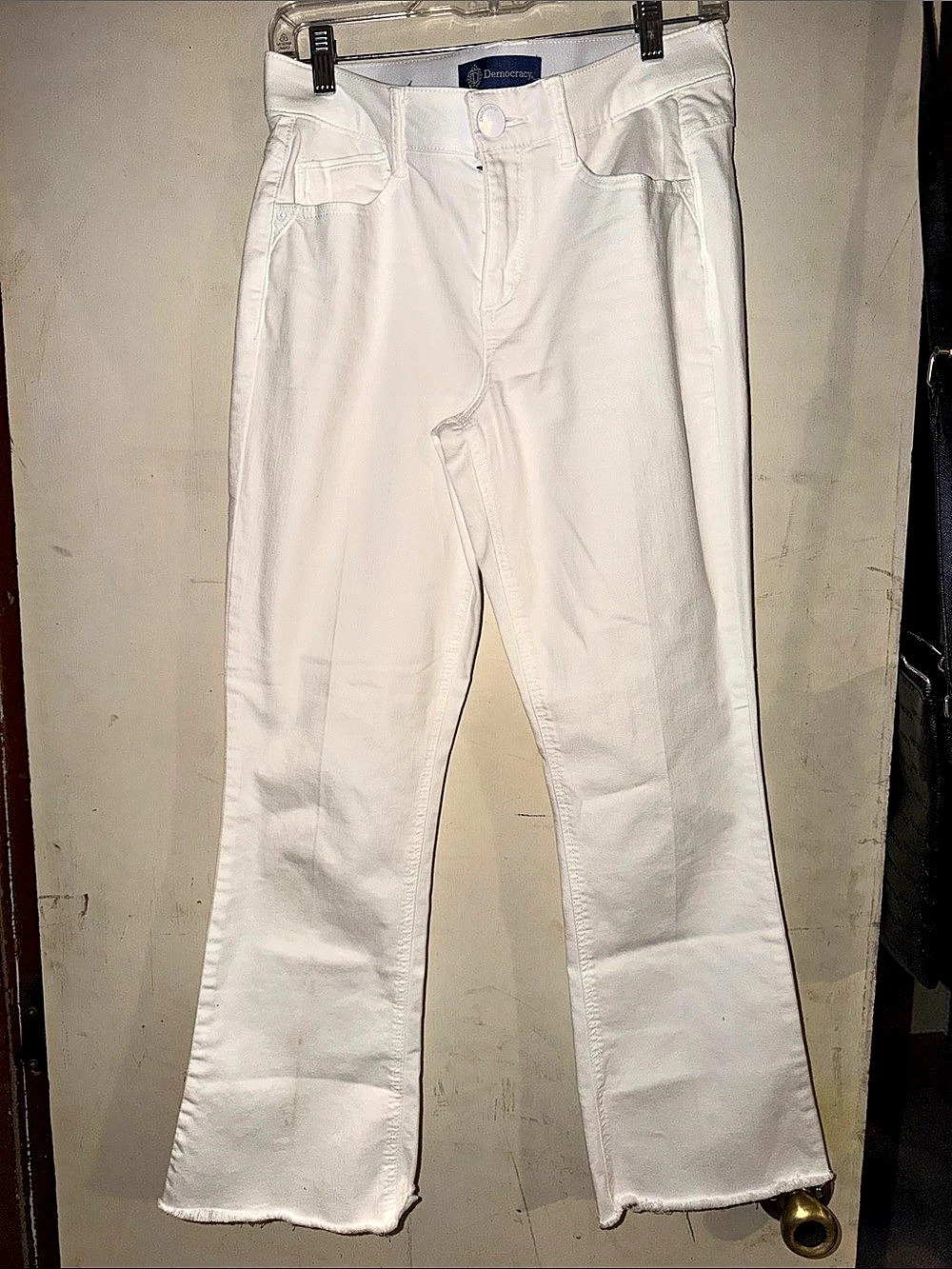 Democracy Ab"solution Mid-Rise Flare Jeans with Double Layer Fray Hem White
